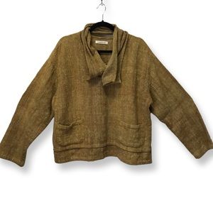 Womens Handwoven Yasuko Kurisaka long sleeve sweater with detachable collar.